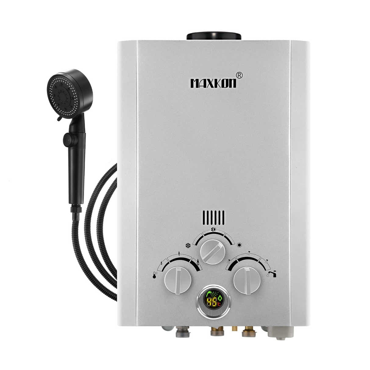 DS BD MAXKON 520L/Hr Portable Outdoor Gas LPG Instant Shower Water Heater Silver