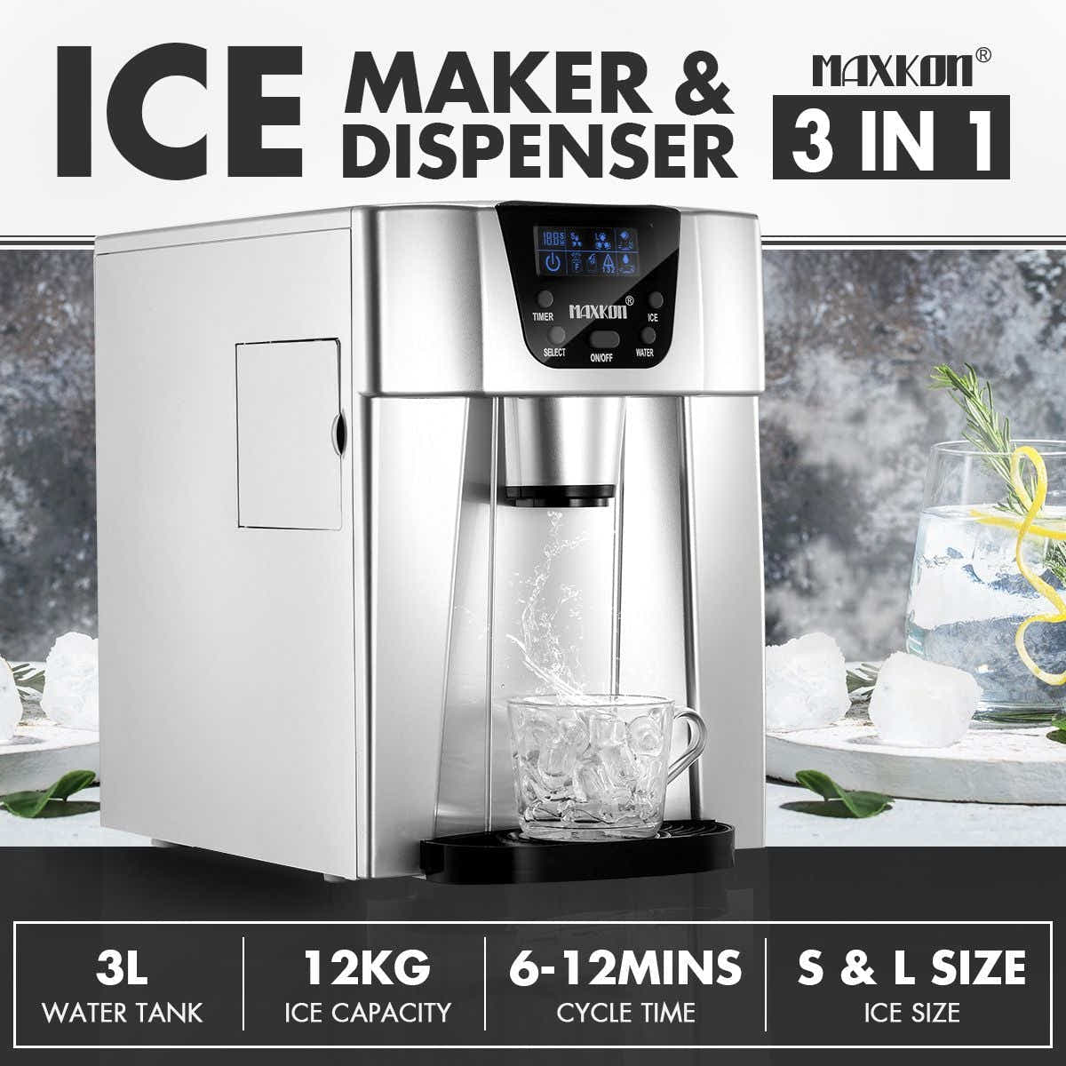 DS BD Maxkon 3L Portable Bullet Ice Maker Water Dispenser Commercial Fast