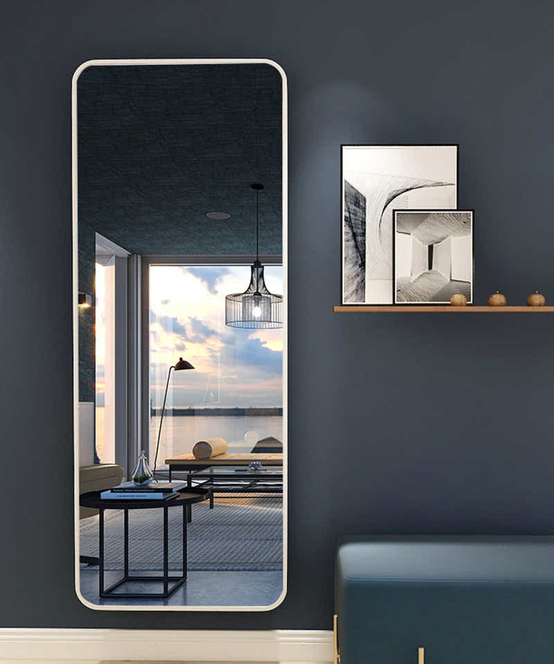 DS BS Aluminum Alloy Frame Full Size Body Mirror 165x60CM-White