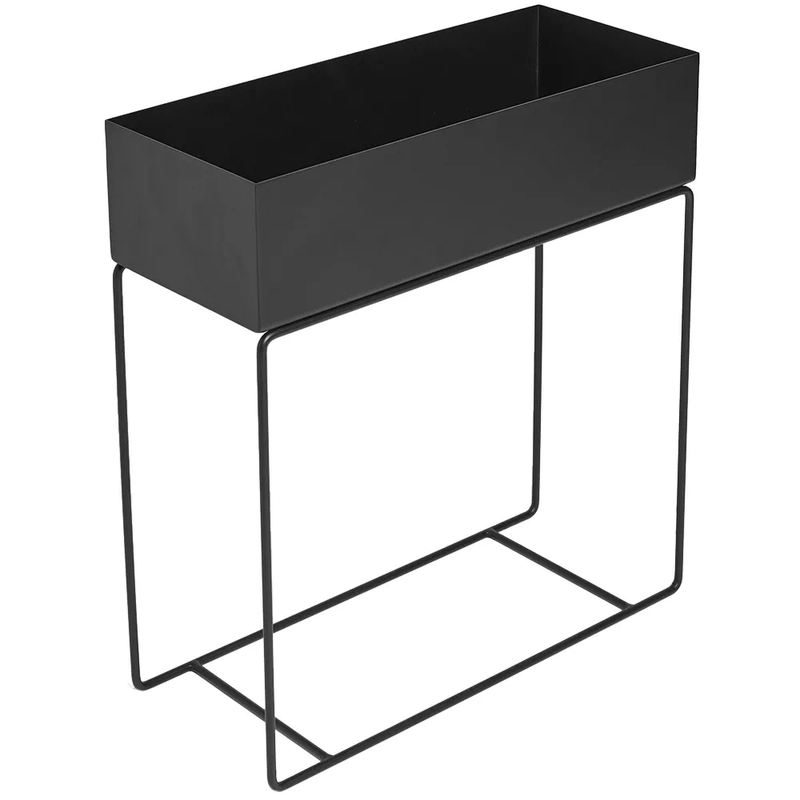 DS BS Indoor Metal Tall Rectangle Tray Plant Pot Stand-Black