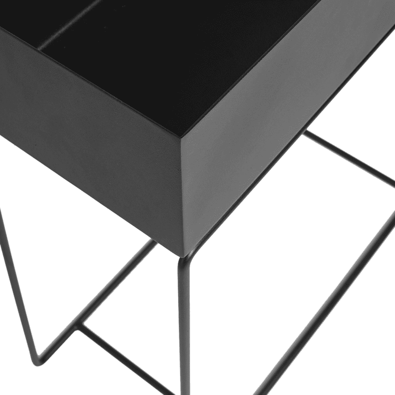 DS BS Indoor Metal Tall Rectangle Tray Plant Pot Stand-Black