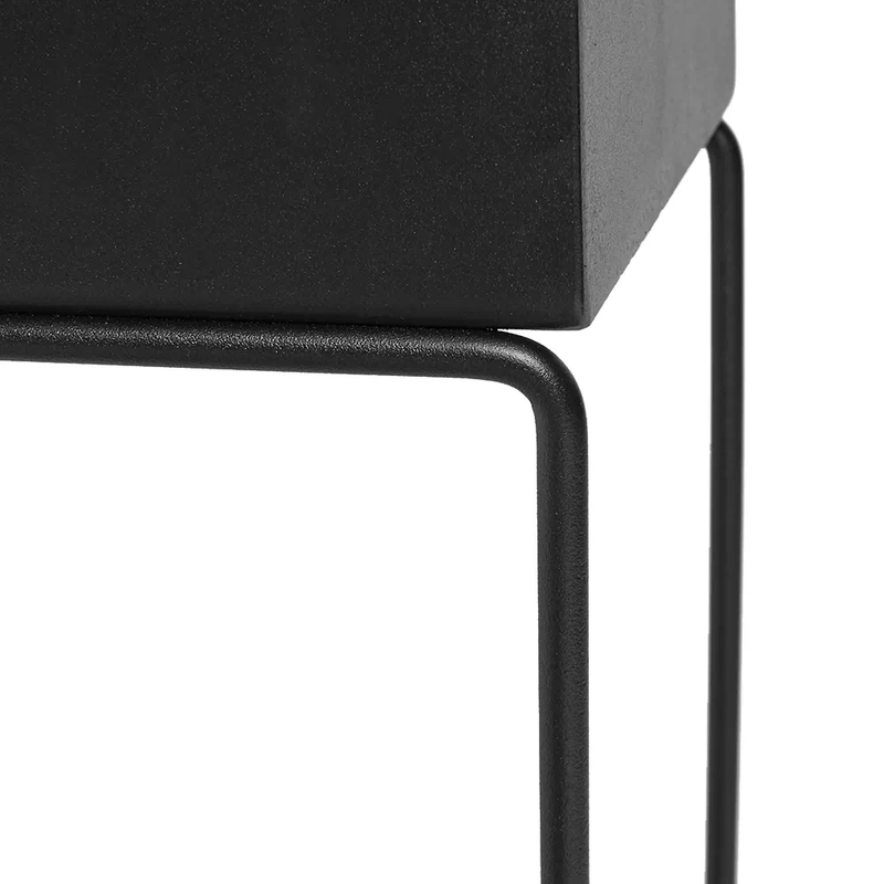 DS BS Indoor Metal Tall Rectangle Tray Plant Pot Stand-Black