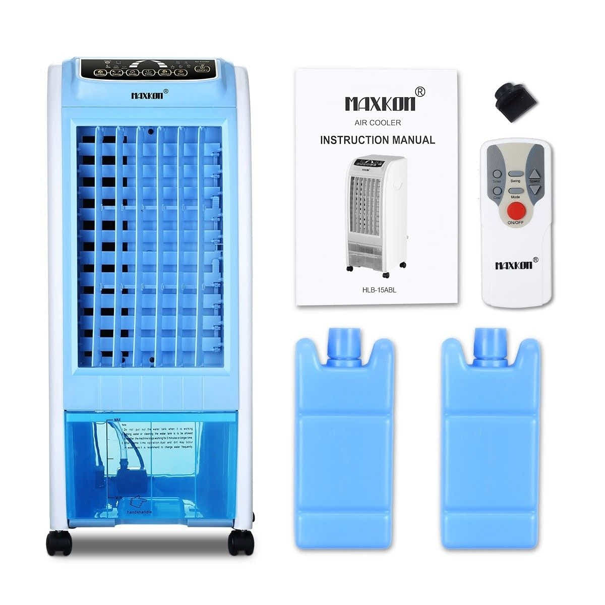 DS BD MAXKON 7L Evaporative Air Cooler Fan Button 3 Modes W/Remote Control Blue