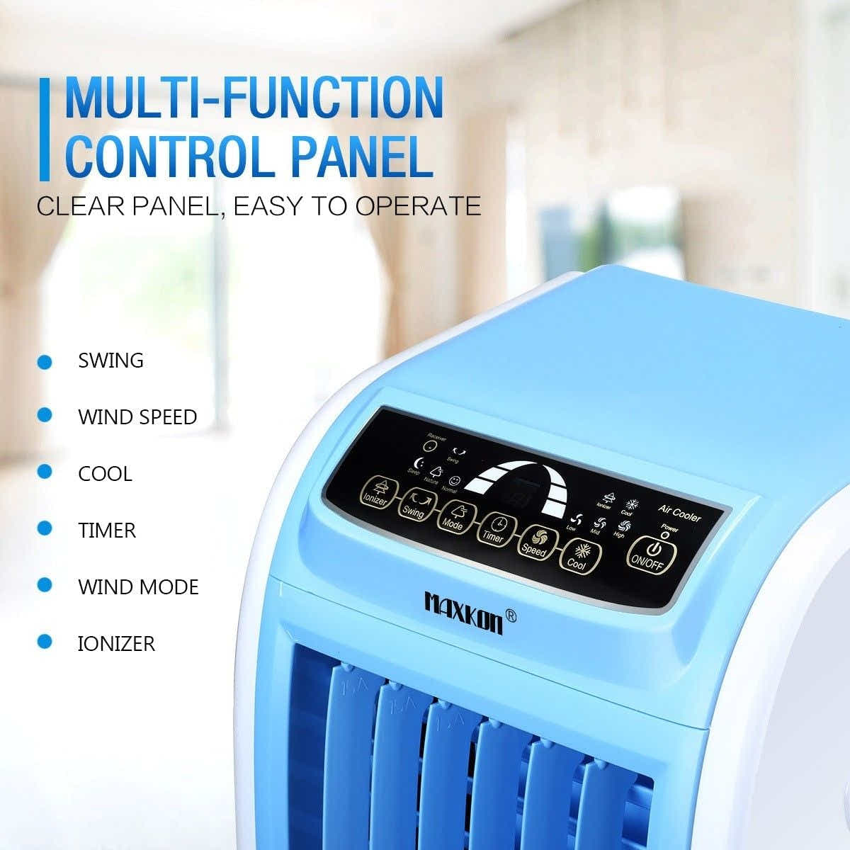DS BD MAXKON 7L Evaporative Air Cooler Fan Button 3 Modes W/Remote Control Blue