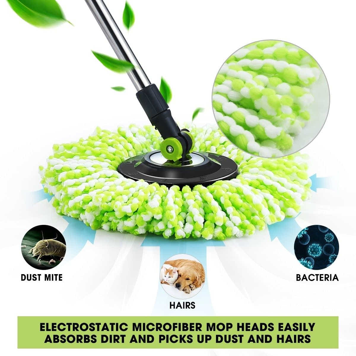 DS BD Spin Mop Bucket 360 Degree System Adjustable Handle 4 Swivel Mops DR FUSSY