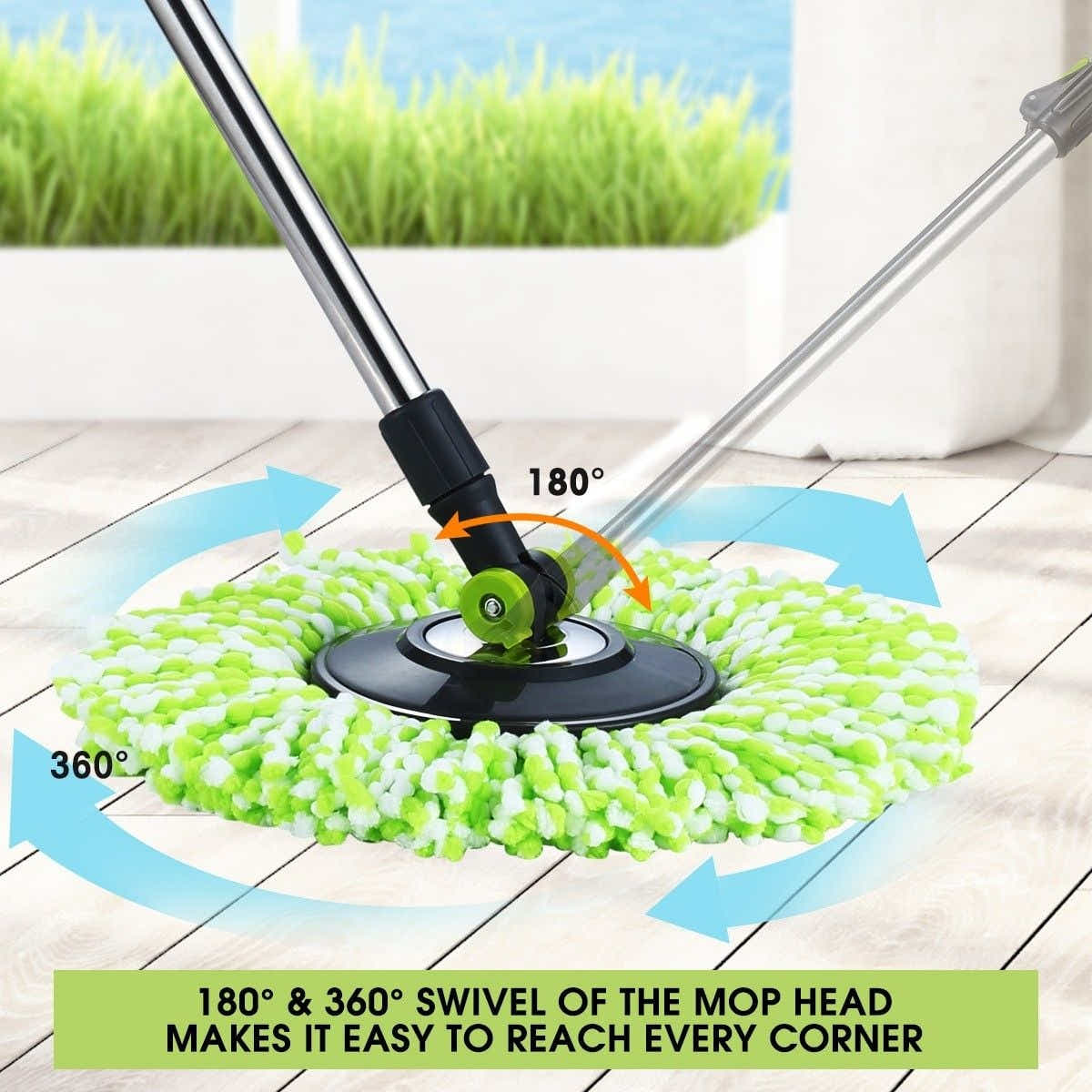 DS BD Spin Mop Bucket 360 Degree System Adjustable Handle 4 Swivel Mops DR FUSSY
