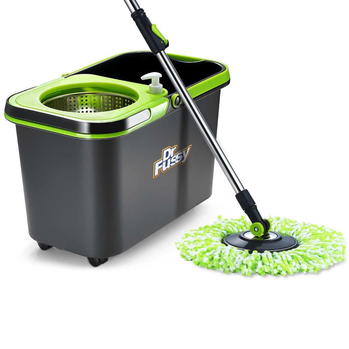 DS BD Spin Mop Bucket 360 Degree System Adjustable Handle 4 Swivel Mops DR FUSSY