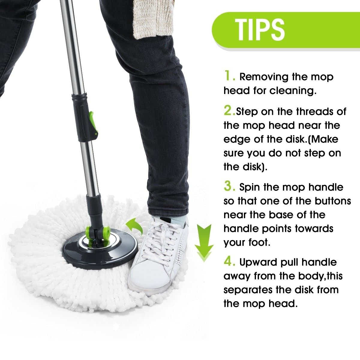 DS BD Upgraded 360 Degree Spin Mop Bucket System w/4 Heads