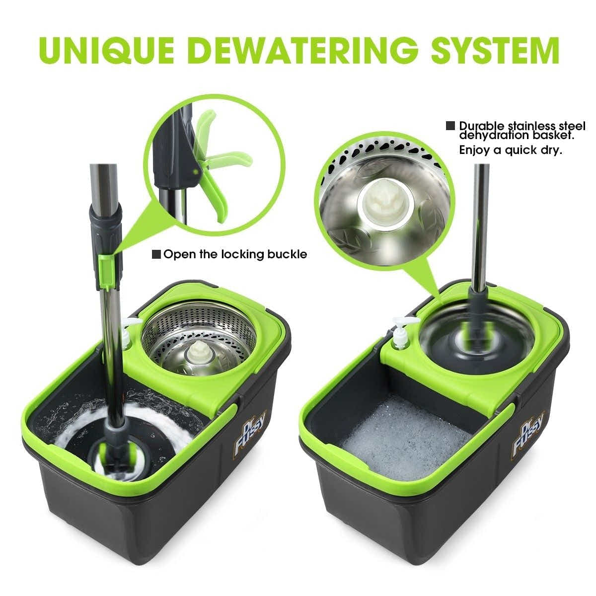 DS BD Upgraded 360 Degree Spin Mop Bucket System w/4 Heads