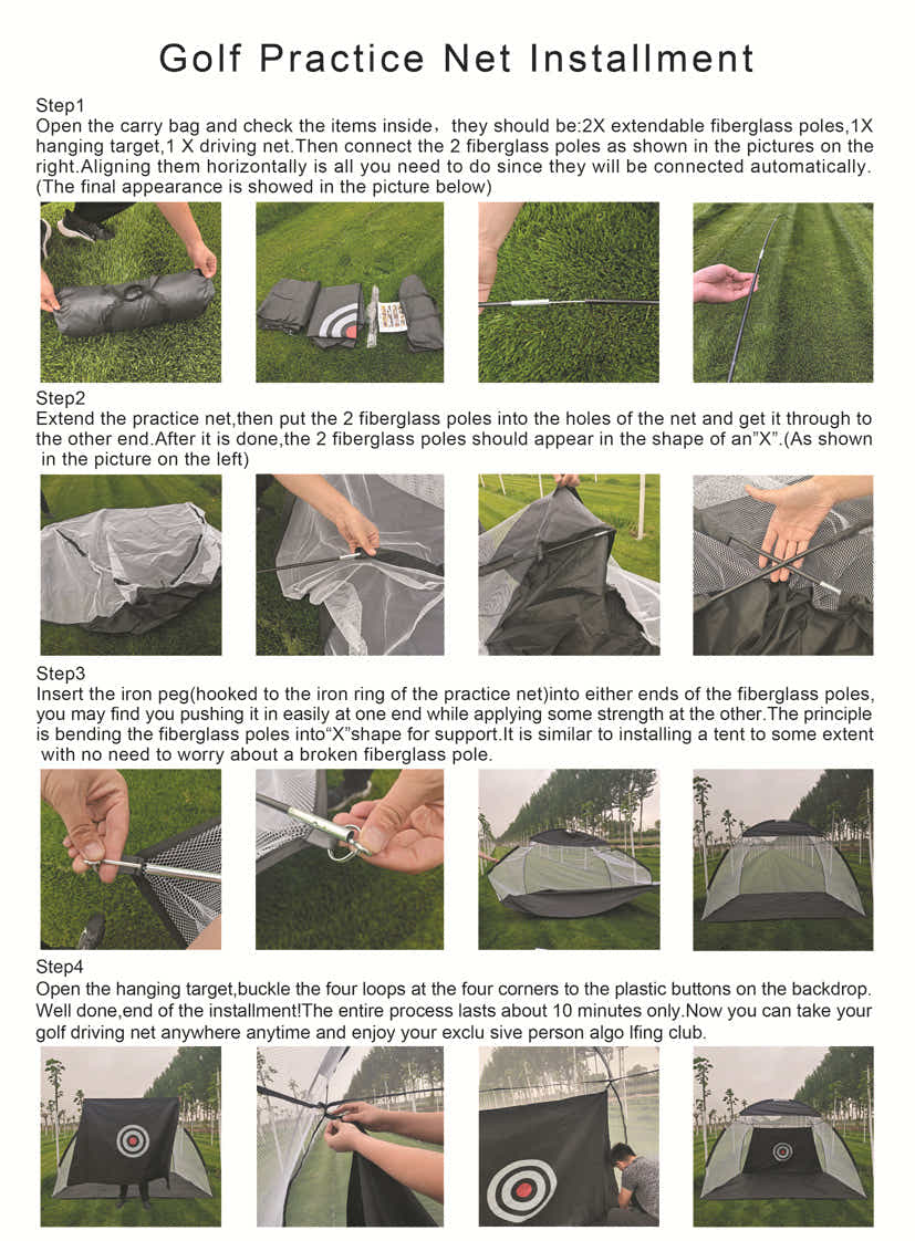 DS BS Foldable Golf Hitting Net Sets with Chipping Target Pockets-300cm