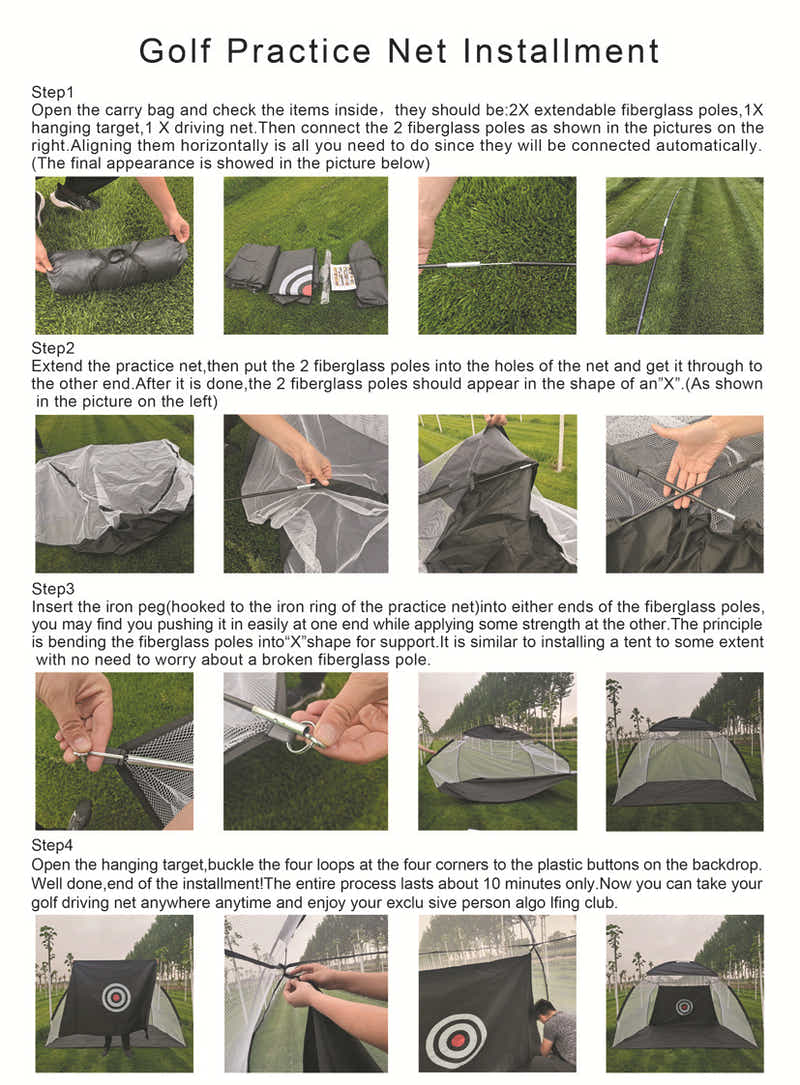 DS BS Foldable Golf Hitting Net Sets with Chipping Target Pockets-300cm