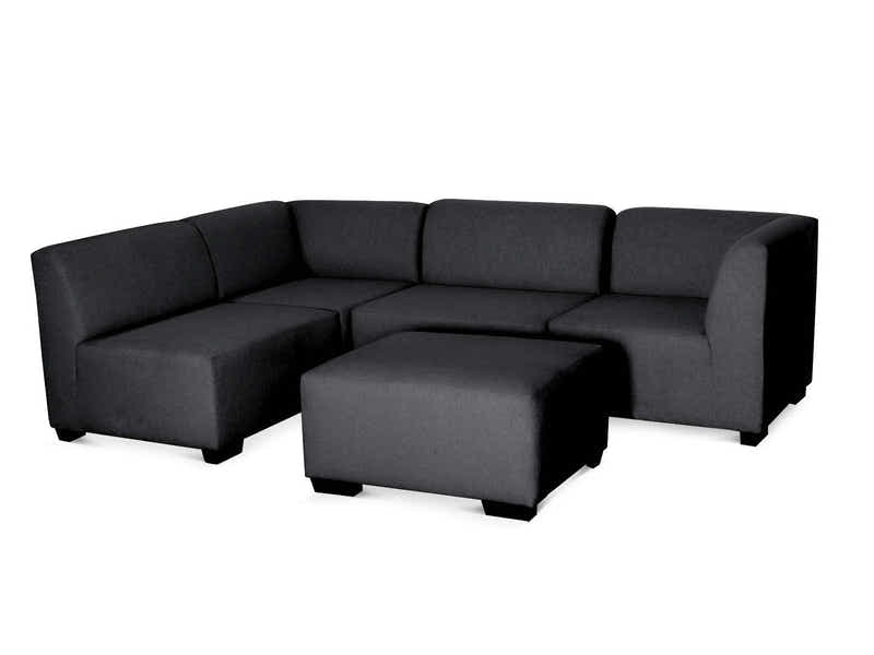 DS NZ Made Andy Corner Sofa with Ottoman - Vish Black