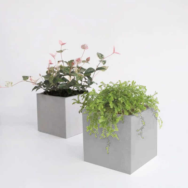 DS BS Modern Cement Gray Planter Box Cube-28CM