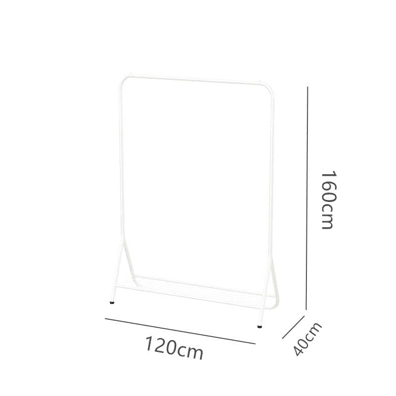 DS BS Metal Garment Clothes Rack with Lower Storage Shelf-White