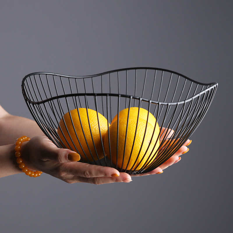 DS BS 2 Pack Lotus Leaf Shape Metal Wire Fruit Bowl Basket Black