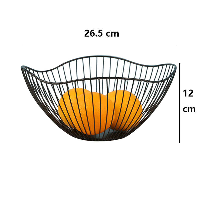 DS BS 2 Pack Lotus Leaf Shape Metal Wire Fruit Bowl Basket Black
