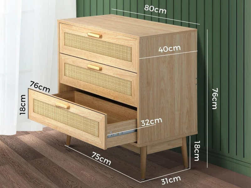 Naturlig 3-Drawer Chest