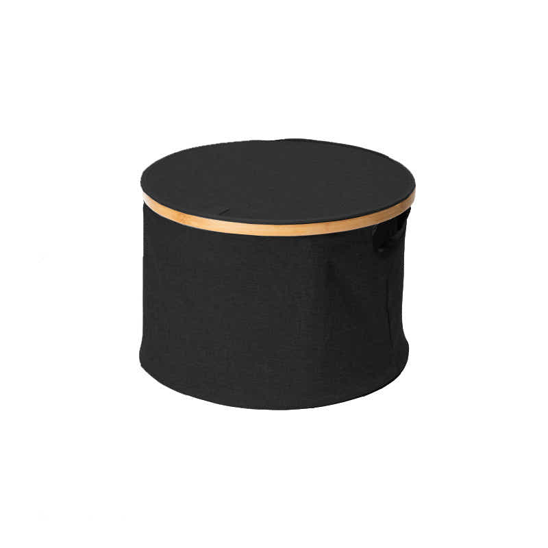 DS BS Bamboo-framed Large Laundry Hamper with Lid Cylinder Black