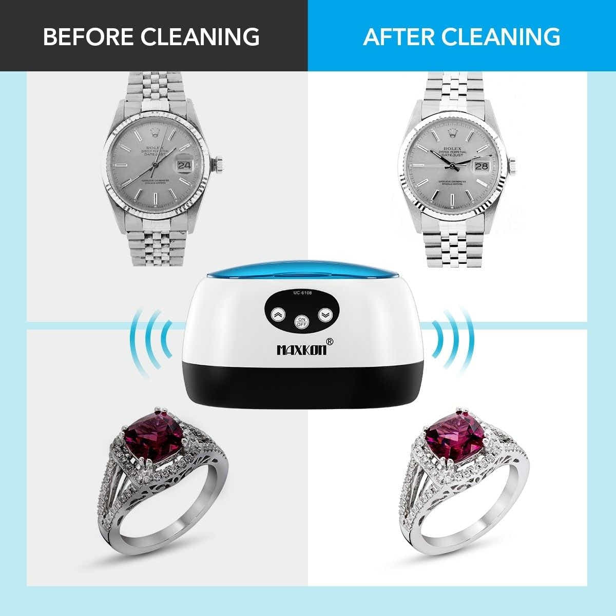 DS BD MAXKON 600ml Ultrasonic Cleaner Rings Watches Dentures Glasses Jewellery