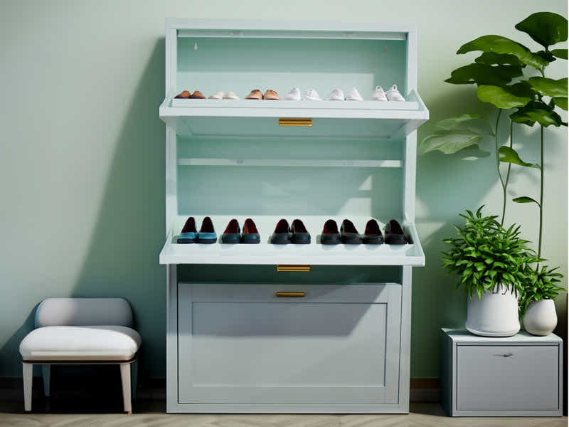 Lonna Steel 3-Layer Shoe Cabinet - Turquoise