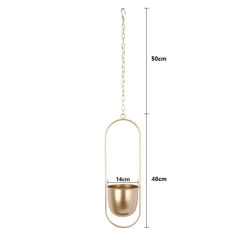 DS BS Minimalist Metal Plant Hanger Oval Shape-White