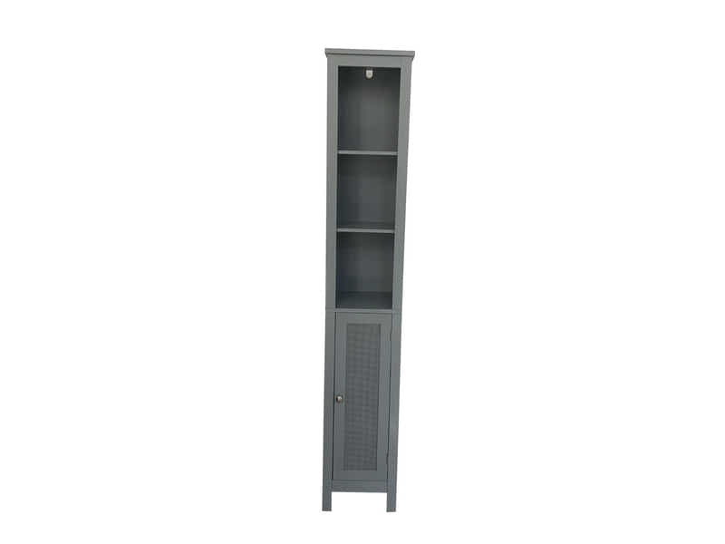 Tower Cabinet with Rattan Door - Grey