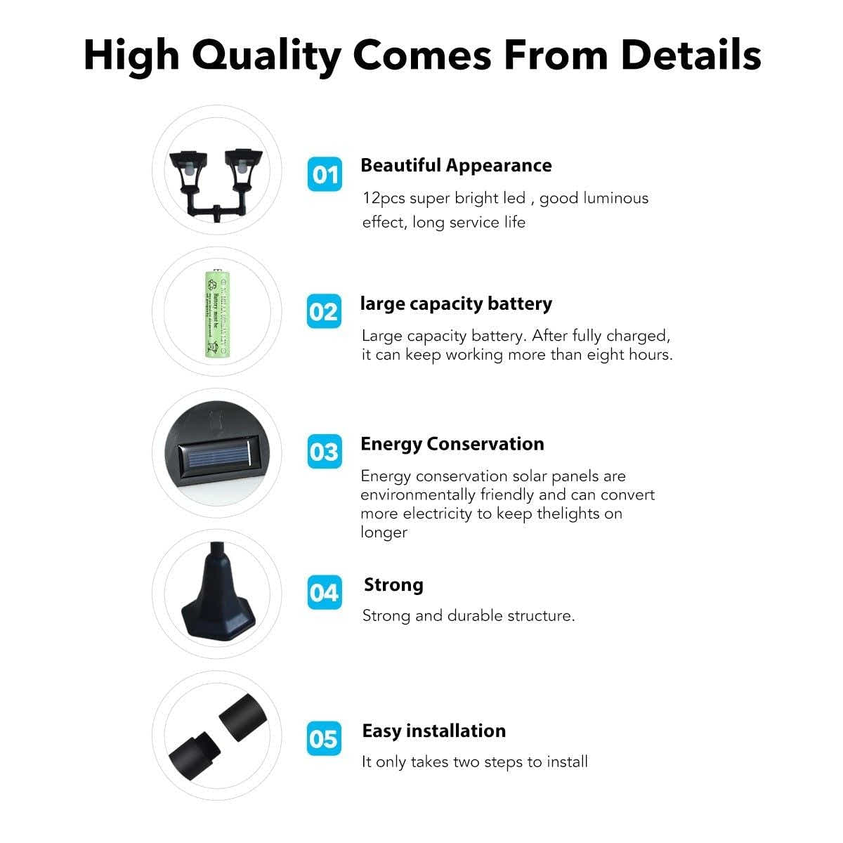 DS BD Deluxe Outdoor Solar Lights Garden Lamp Post with Double