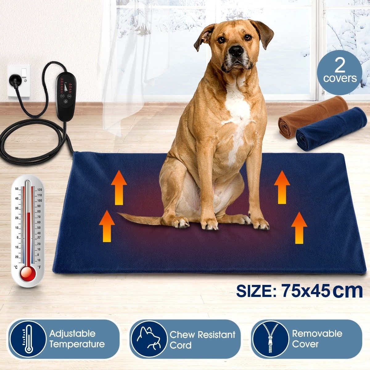 DS BD Heated Dog Pad Pet Cat Doggy Bed Puppy Electric Heater Mat XL 75x45cm