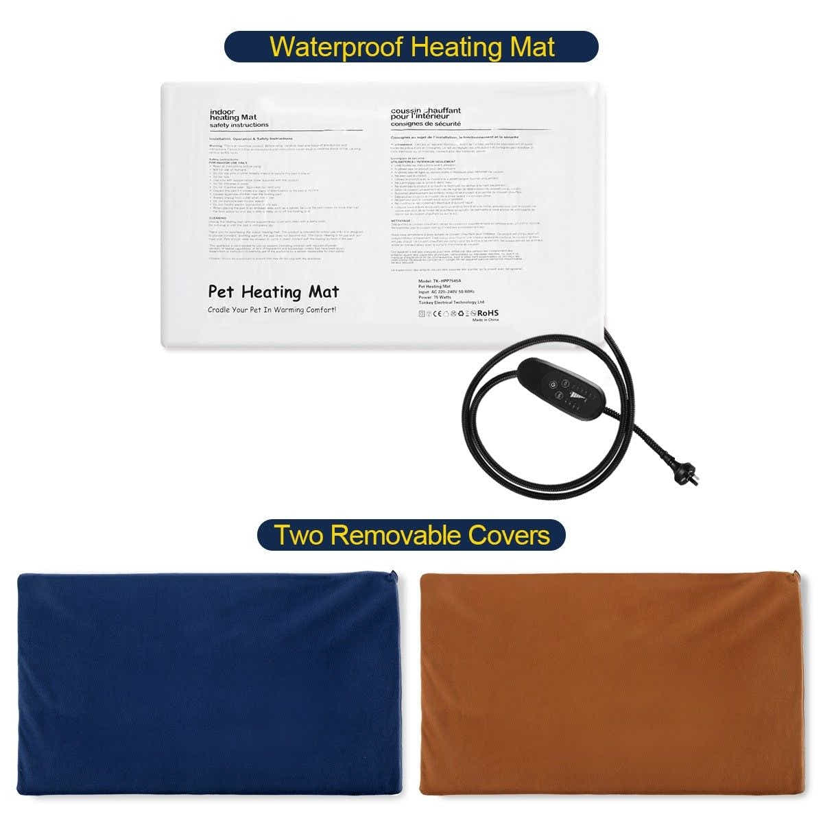 DS BD Heated Dog Pad Pet Cat Doggy Bed Puppy Electric Heater Mat XL 75x45cm