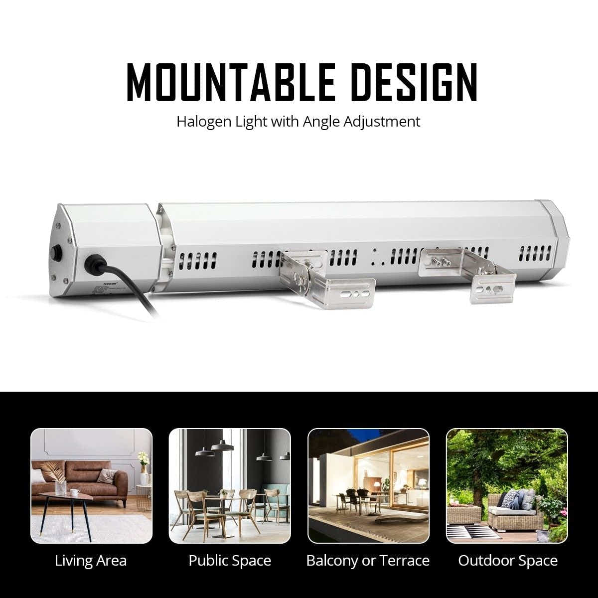 DS BD Maxkon 2000W Electric Outdoor Halogen Infrared Patio Heater Radiant