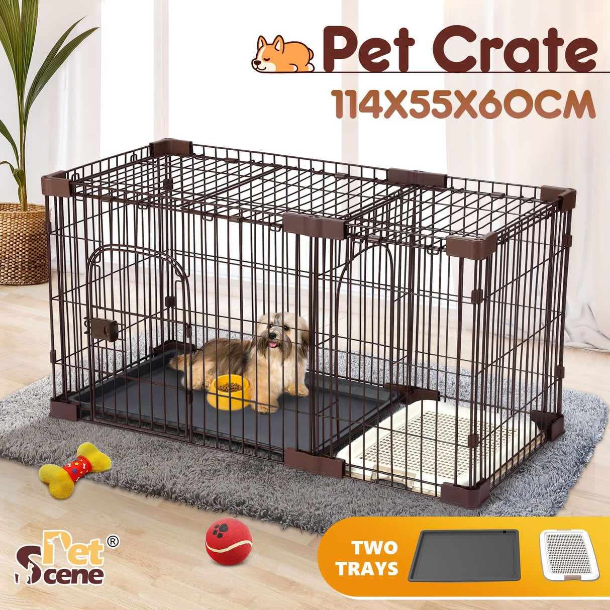 DS BD Dog Cage Cat Crate Doggy Kennel Puppy Playpen Enclosure House Toilet Tray