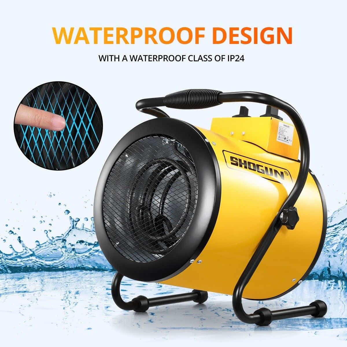 DS BD 2-in-1 3000W Electric Industrial Fan Heater Free Standing SAA Yellow