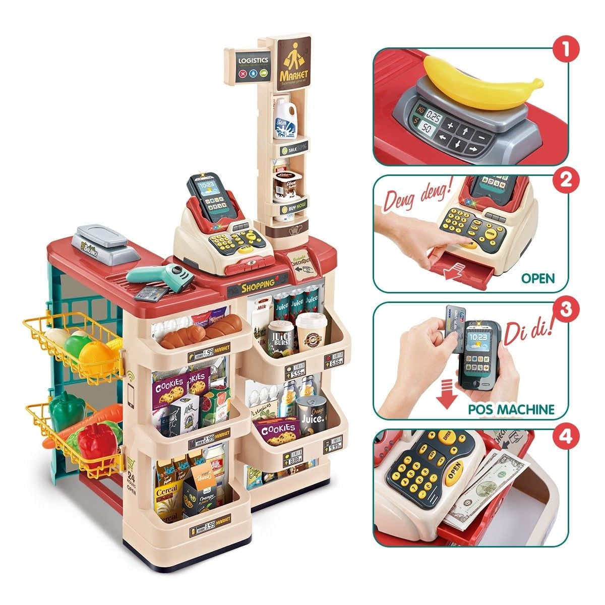 DS BD 48 Pieces Preschool Kids Pretend Play Shop Grocery Supermarket Trolley