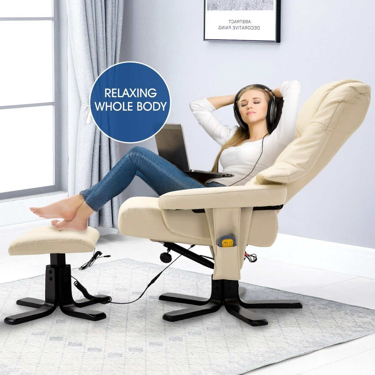DS BD Full Body Massage Recliner Chair 8 Point Heated Office Beige