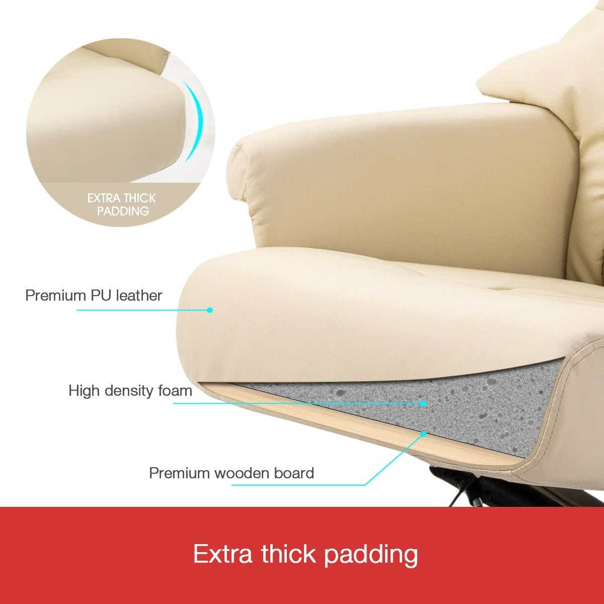 DS BD Full Body Massage Recliner Chair 8 Point Heated Office Beige
