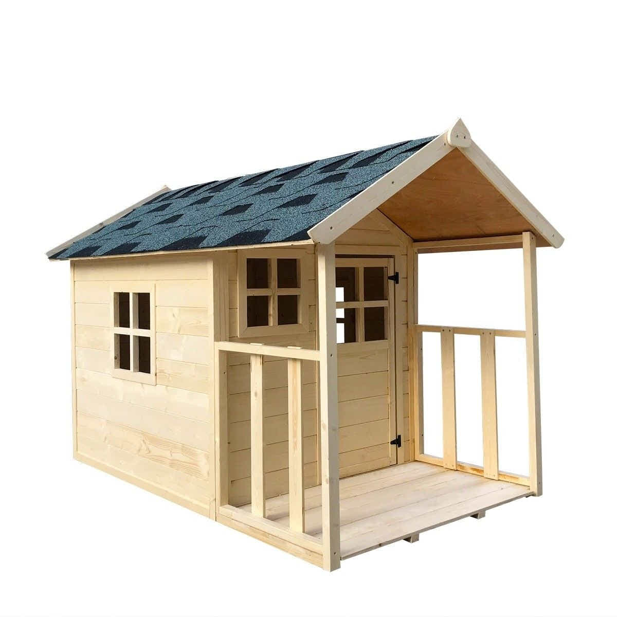 DS BD Wooden Cubby House for Kids Outdoor Playhouse with Flooring