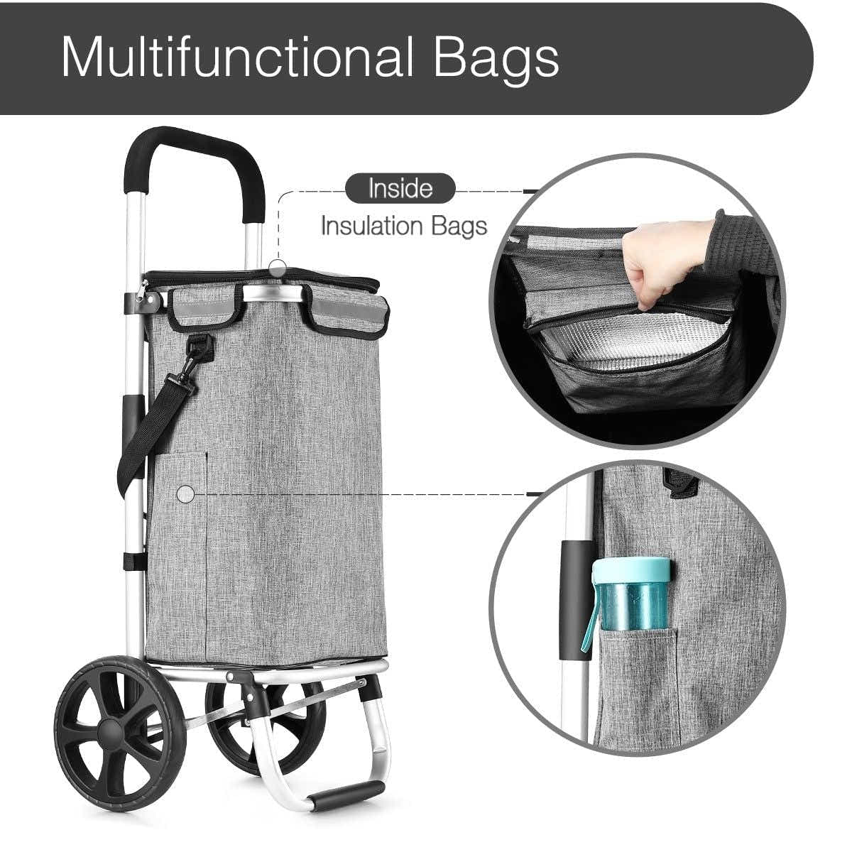 DS BD Shopping Cart Foldable Waterproof Aluminium Storage Market Granny Grey