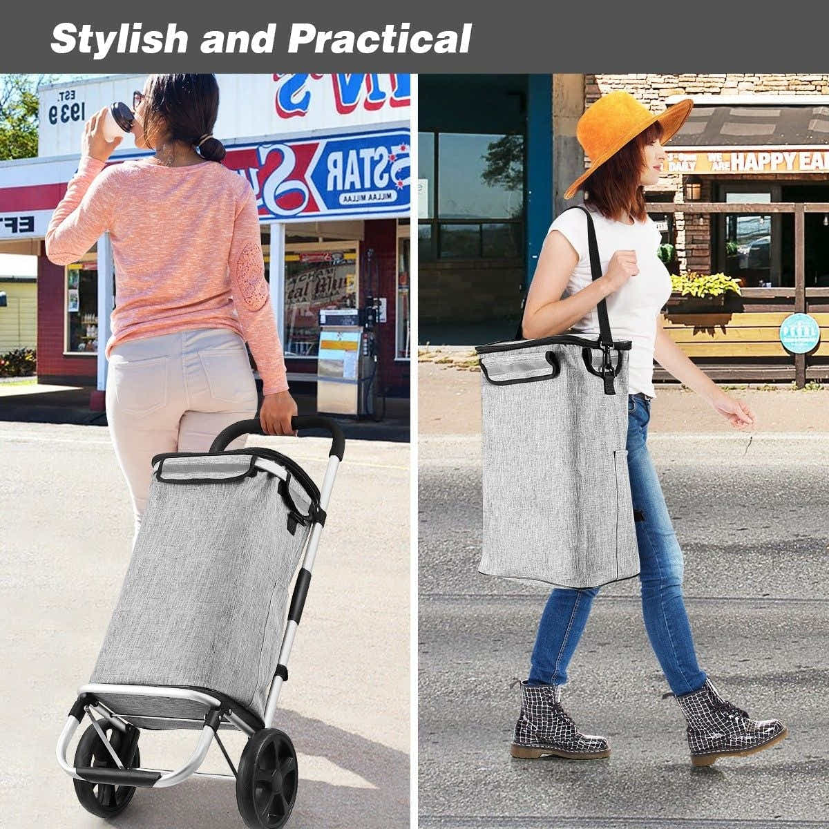 DS BD Shopping Cart Foldable Waterproof Aluminium Storage Market Granny Grey
