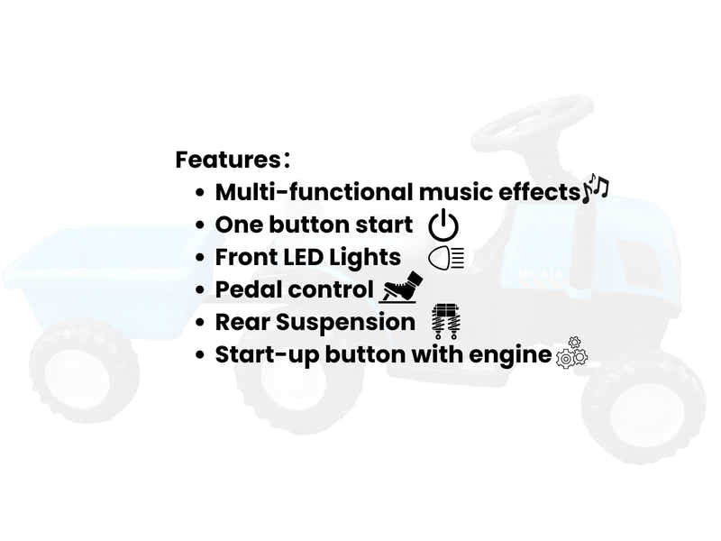 Ride On Car Tractor With Trailer New HLD T7 Blue