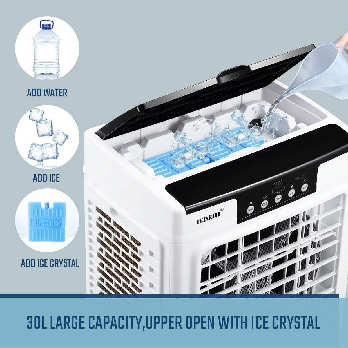 DS BD Maxkon Portable 30L Evaporative Air Fan Humidifier Cooler Industrial