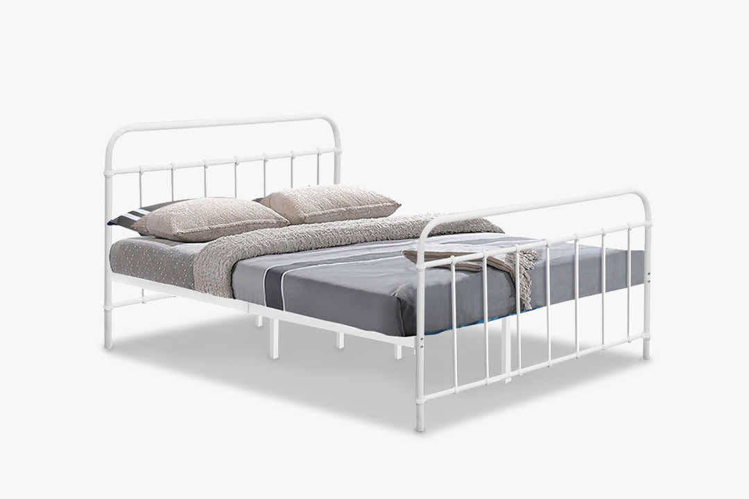 Darcy Metal Bed Frame White & Euro Top Mattress B34 - Queen
