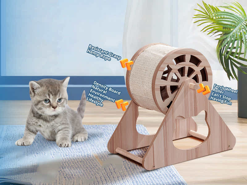 Wooden Cat Scratching Wheel