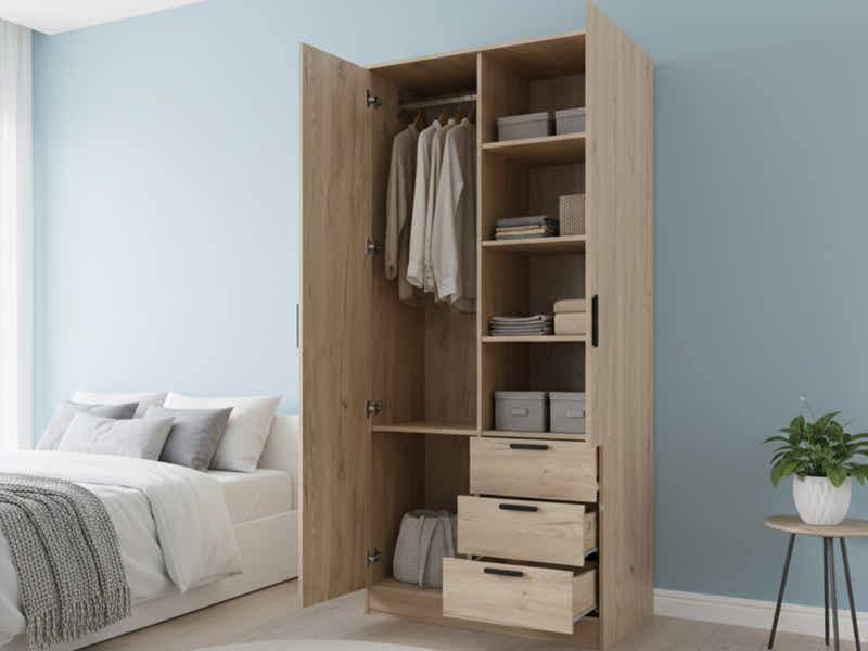 Kane 2 Doors Wardrobe With Drawers