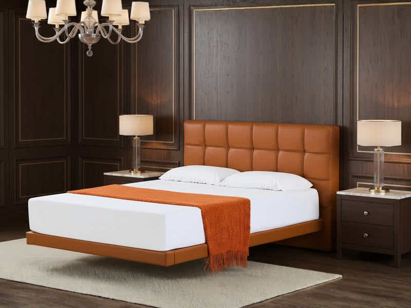 Kalyn PU Bed Frame Orange - Queen
