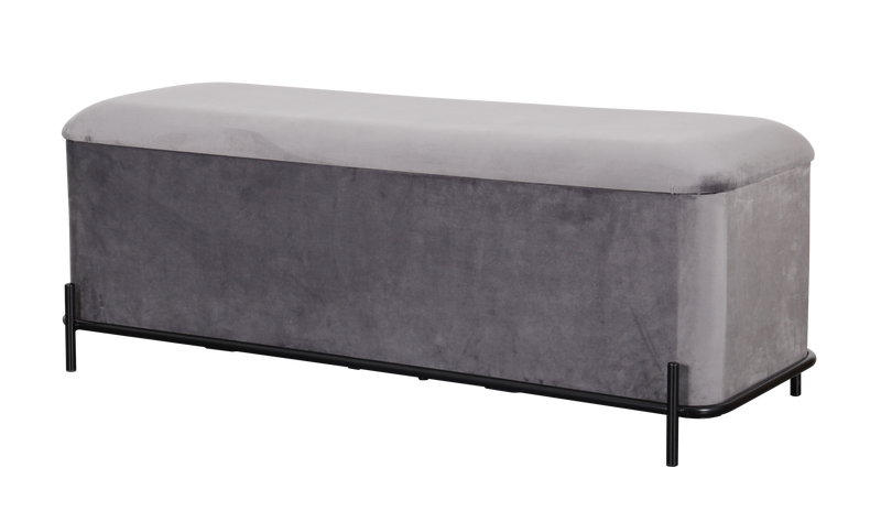 Delani Velvet Ottoman Bench With Storage - Charcoal