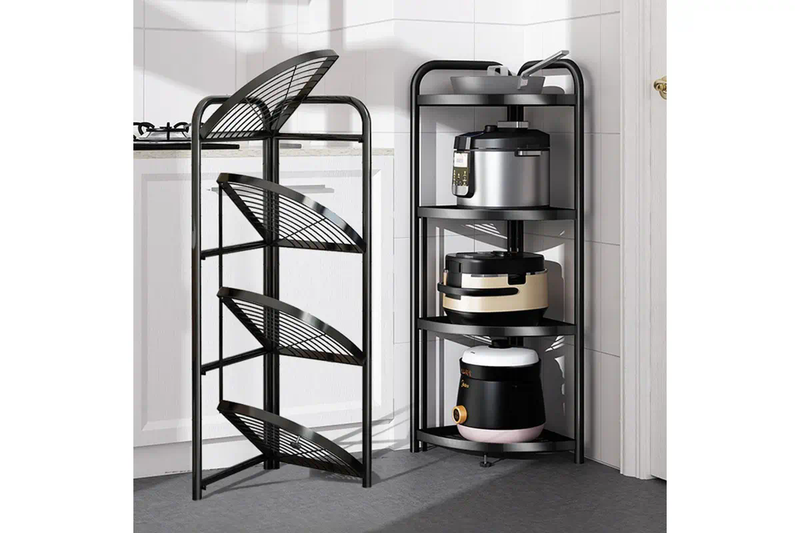 DS BS Foldable 4 Tier Steel Triangular Corner Shelving Unit
