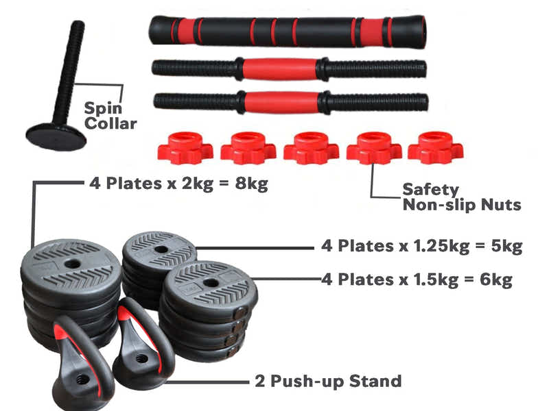 Dumbbell Set 6in1 Adjustable Barbell 20KG