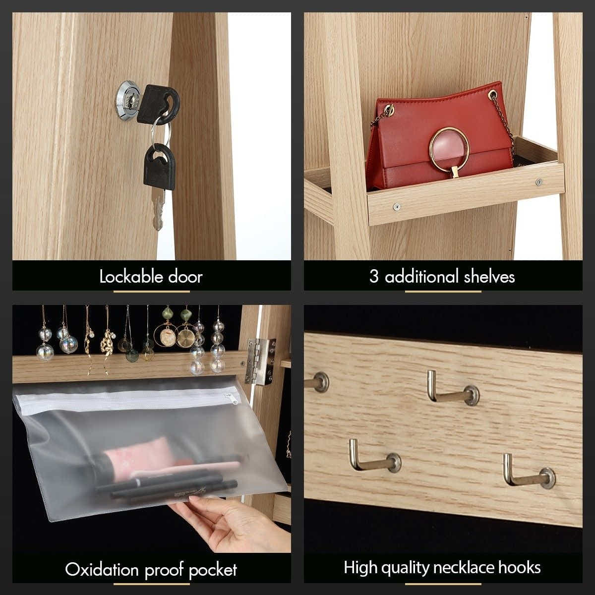 DS BD 360 Degree Mirror Jewellery Cabinet Freestanding Organiser Armoire