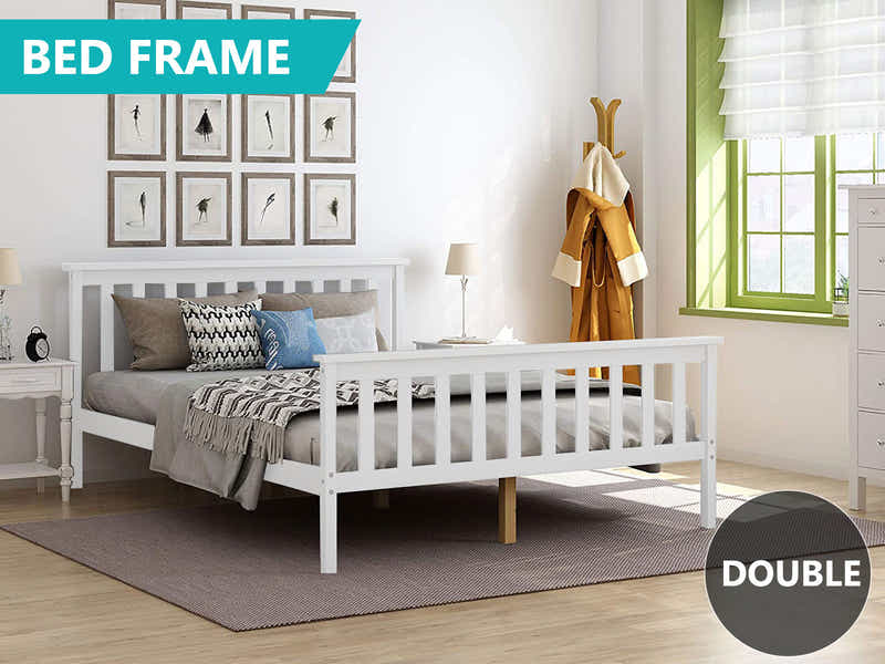 Hampshire Double Bed Frame White - Bonnell Mattress