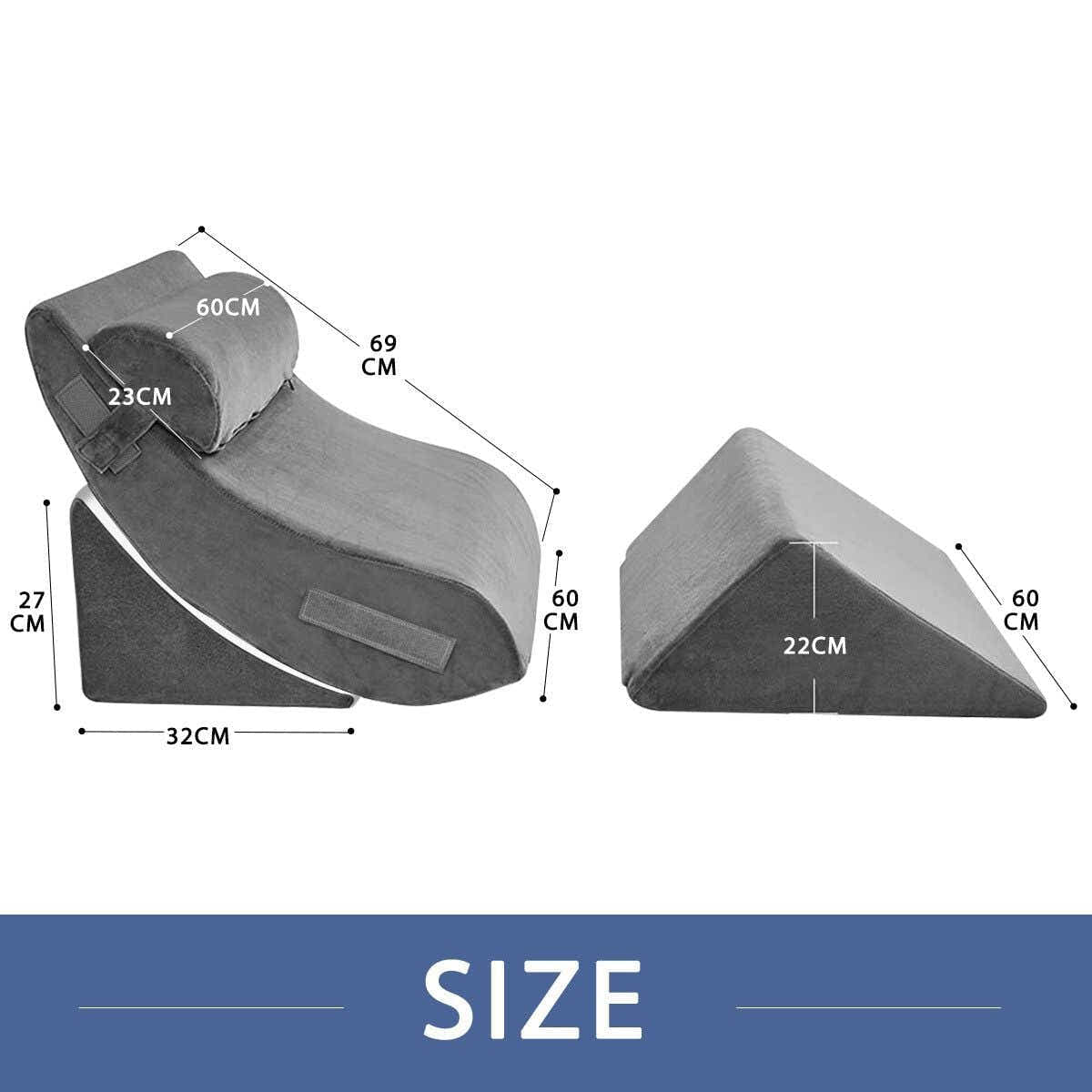 DS BD 4 Pcs Wedge Pillow Set Memory Foam Bed Cushion Support Adjustable Gray